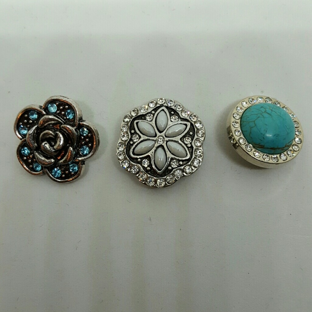 Set of three snap charms for snap bracelet